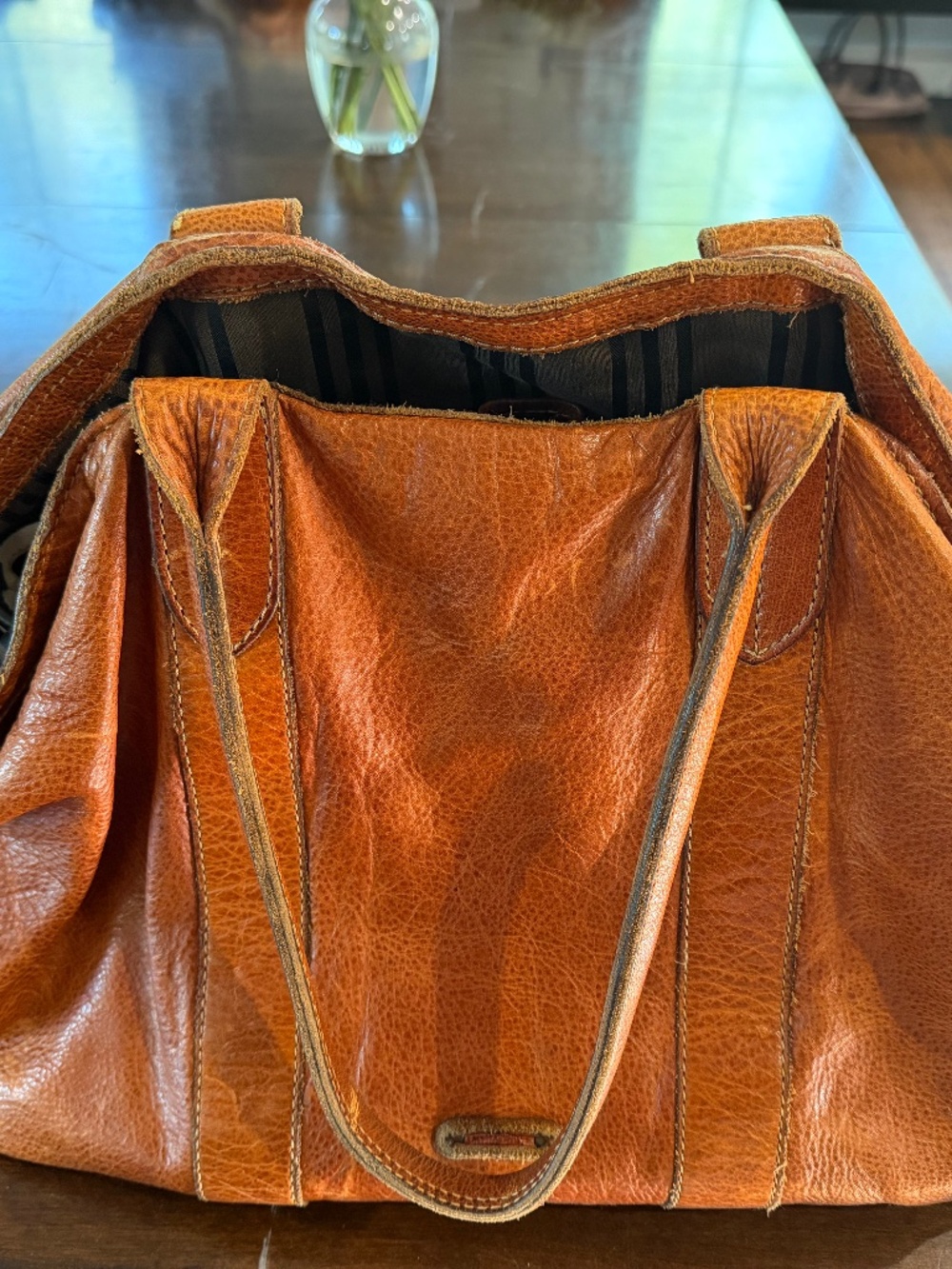 Frye Sylvia travel tote. Premium leather travel tote.